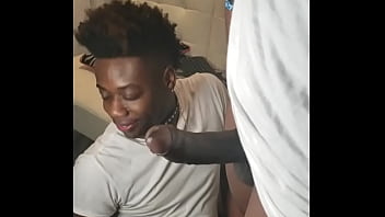 African American submissive wearing a collar gets face fucked for Supahead21's exclusive audience