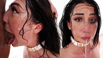 Extreme facial and blowjob: Girlfriend transforms into insatiable sex machine